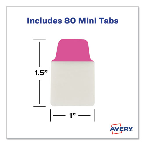Picture of Ultra Tabs Repositionable Tabs, Mini Tabs: 1" x 1.5", 1/5-Cut, Assorted Neon Colors, 80/Pack
