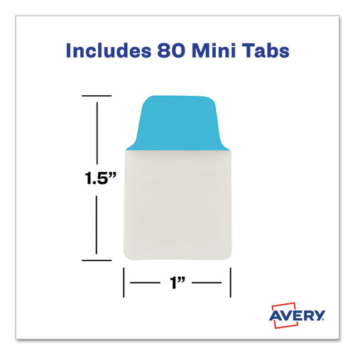 Picture of Ultra Tabs Repositionable Tabs, Mini Tabs: 1" x 1.5", 1/5-Cut, Assorted Colors, 80/Pack