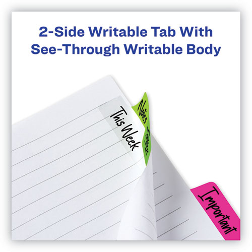 Picture of Ultra Tabs Repositionable Tabs, Margin Tabs: 2.5" x 1", 1/5-Cut, Assorted Neon Colors, 24/Pack