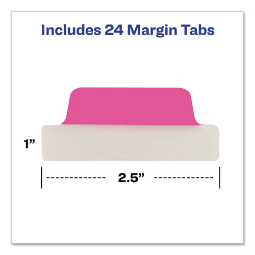 Picture of Ultra Tabs Repositionable Tabs, Margin Tabs: 2.5" x 1", 1/5-Cut, Assorted Neon Colors, 24/Pack