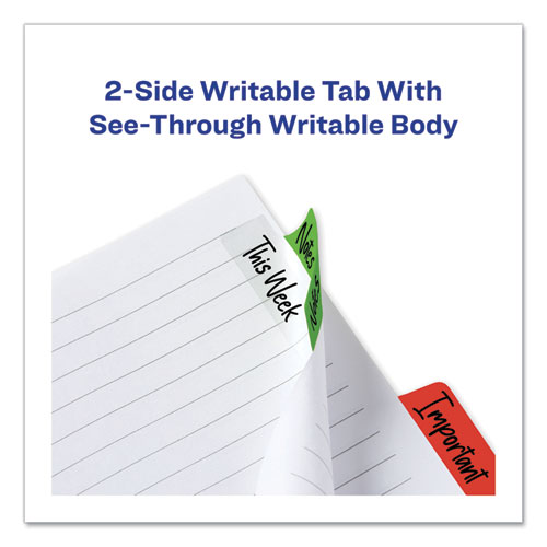 Picture of Ultra Tabs Repositionable Tabs, Margin Tabs: 2.5" x 1", 1/5-Cut, Assorted Colors, 24/Pack