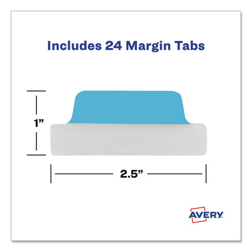 Picture of Ultra Tabs Repositionable Tabs, Margin Tabs: 2.5" x 1", 1/5-Cut, Assorted Colors, 24/Pack