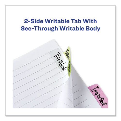 Picture of Ultra Tabs Repositionable Tabs, Margin Tabs: 2.5" x 1", 1/5-Cut, Assorted Pastel Colors, 24/Pack