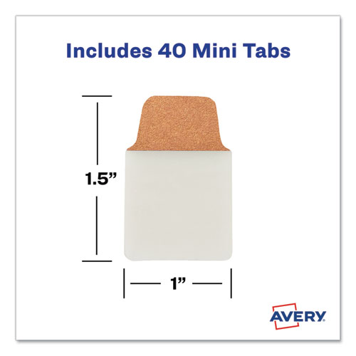 Picture of Ultra Tabs Repositionable Tabs, Mini Tabs: 1" x 1.5", 1/5-Cut, Assorted Metallic Colors, 1" Wide, 40/Pack