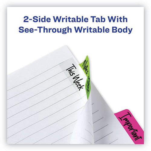 Picture of Ultra Tabs Repositionable Tabs, Margin Tabs: 2.5" x 1", 1/5-Cut, Assorted Neon Colors, 48/Pack