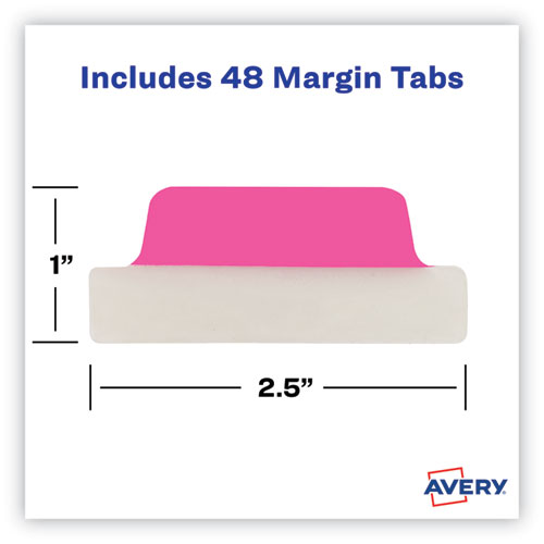 Picture of Ultra Tabs Repositionable Tabs, Margin Tabs: 2.5" x 1", 1/5-Cut, Assorted Neon Colors, 48/Pack