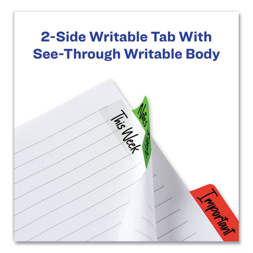 Picture of Ultra Tabs Repositionable Tabs, Margin Tabs: 2.5" x 1", 1/5-Cut, Assorted Colors, 48/Pack