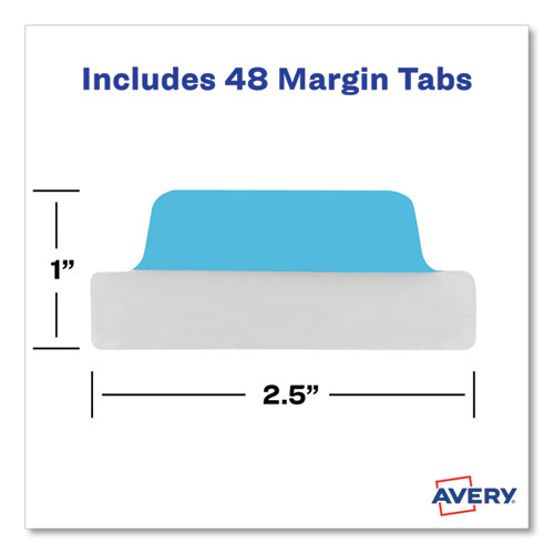 Picture of Ultra Tabs Repositionable Tabs, Margin Tabs: 2.5" x 1", 1/5-Cut, Assorted Colors, 48/Pack