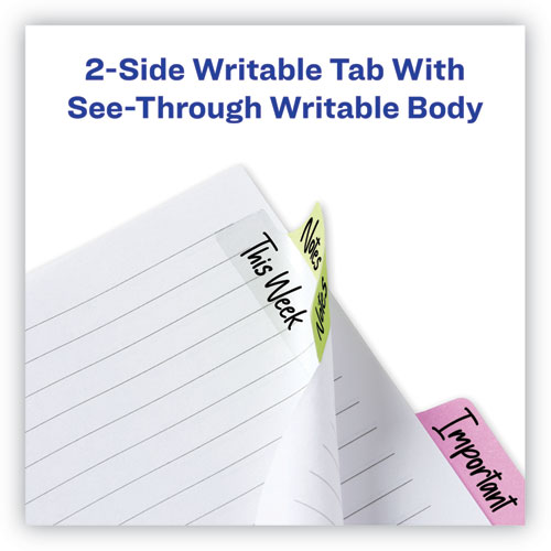 Picture of Ultra Tabs Repositionable Tabs, Margin Tabs: 2.5" x 1", 1/5-Cut, Assorted Pastel Colors, 48/Pack