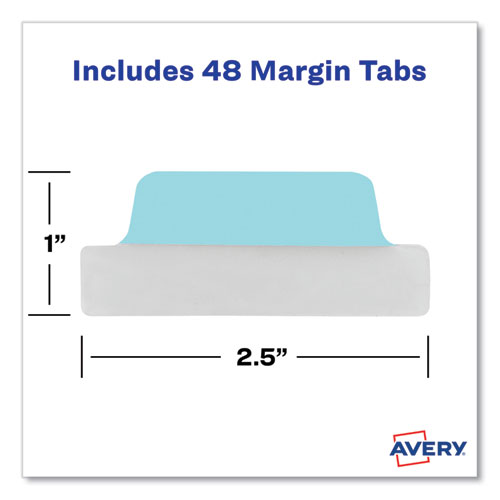 Picture of Ultra Tabs Repositionable Tabs, Margin Tabs: 2.5" x 1", 1/5-Cut, Assorted Pastel Colors, 48/Pack