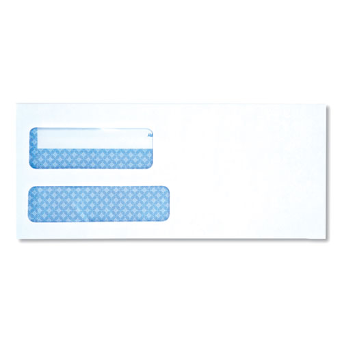 Picture of Double Window Business Envelope, #9, Square Flap, Self-Adhesive Closure, 3.88 x 8.88, White, 500/Box