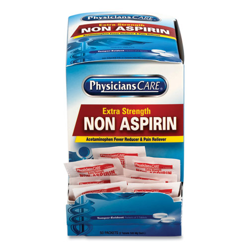 Picture of Non Aspirin Acetaminophen Medication, Two-Pack, 50 Packs/Box