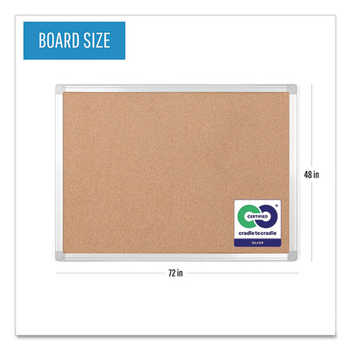 Picture of Earth Cork Board, 72" x 48", Tan Surface, Satin Aluminum Frame