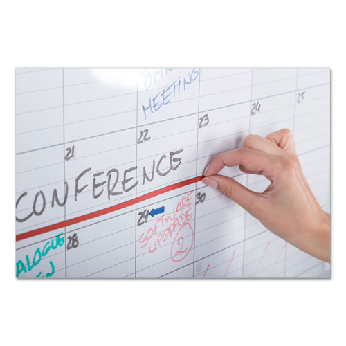Picture of Magnetic Dry Erase Calendar Board, Monthly Planning/Scheduling, 36" x 24", White Surface, Satin Aluminum Frame