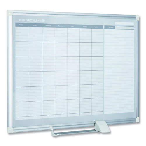 Picture of Magnetic Dry Erase Calendar Board, Monthly Planning/Scheduling, 36" x 24", White Surface, Satin Aluminum Frame