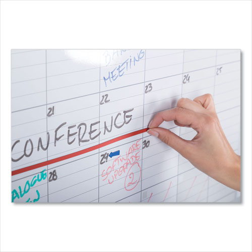 Picture of Magnetic Dry Erase Calendar Board, Monthly Planning/Scheduling, 48" x 36", White Surface, Satin Aluminum Frame