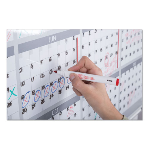 Picture of Magnetic Dry Erase Calendar Board, 12-Month Planning/Scheduling, 36" x 24", White Surface, Satin Aluminum Frame