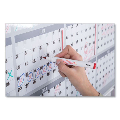 Picture of Magnetic Dry Erase Calendar Board, 12-Month Planning/Scheduling, 48" x 36", White Surface, Satin Aluminum Frame