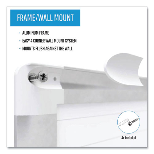 Picture of Gridded Magnetic Steel Dry Erase Project Planning Board, 1" x 2" Cells, 72" x 48", White Surface, Satin Aluminum Frame