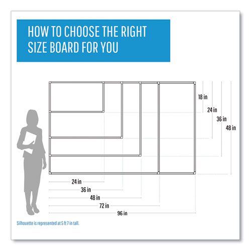 Picture of Gridded Magnetic Steel Dry Erase Project Planning Board, 1" x 2" Cells, 72" x 48", White Surface, Satin Aluminum Frame