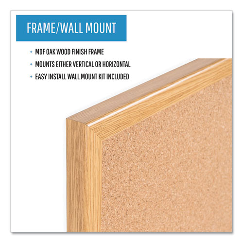 Picture of Value Cork Board with Oak Frame, 24" x 36", Brown Surface, Natural Oak Frame