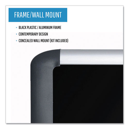 Picture of Soft-touch Bulletin Board, 96 x 48, Black Fabric Surface, Aluminum/Black Aluminum Frame