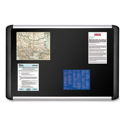 Picture of Soft-touch Bulletin Board, 96 x 48, Black Fabric Surface, Aluminum/Black Aluminum Frame