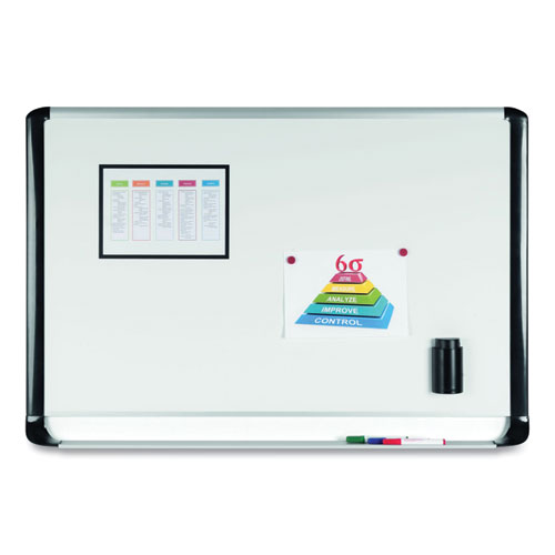 Picture of Gold Ultra Magnetic Dry Erase Boards, 72" x 48", White Surface, Black/Satin Aluminum Frame