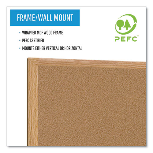 Picture of Earth Cork Board, 48" x 36", Tan Surface, Oak Finished Wood Frame