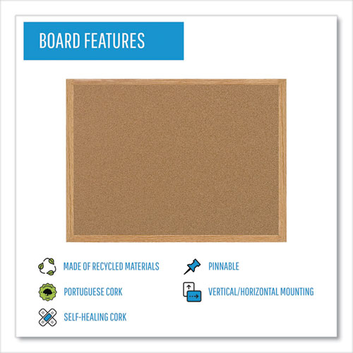 Picture of Earth Cork Board, 72" x 48", Tan Surface, Oak Finished Wood Frame