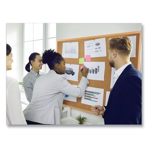 Picture of Value Cork Bulletin Board with Oak Frame, 36 x 48, Natural Surface, Oak Oak Frame