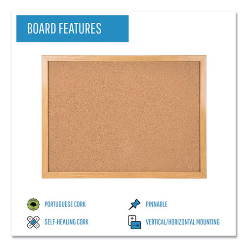 Picture of Value Cork Bulletin Board with Oak Frame, 48 x 72, Natural