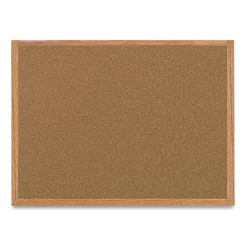 Picture of Value Cork Bulletin Board with Oak Frame, 48 x 96, Tan Surface, Oak Frame
