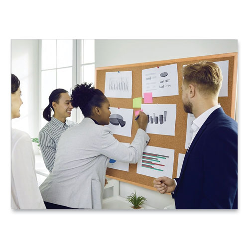 Picture of Value Cork Bulletin Board with Oak Frame, 48 x 96, Tan Surface, Oak Frame