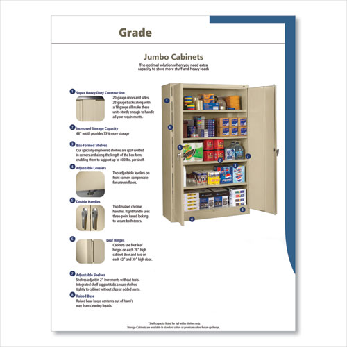 Picture of Assembled Jumbo Steel Storage Cabinet, 48w x 24d x 78h, Light Gray