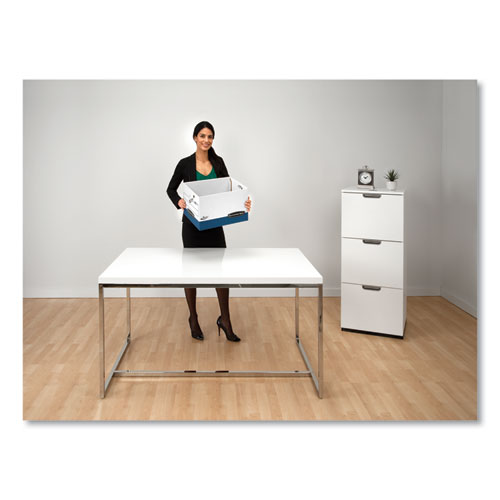 Picture of PRESTO Ergonomic Design Storage Boxes, Letter/Legal Files, 12.88" x 16.5" x 10.38", White/Blue, 12/Carton