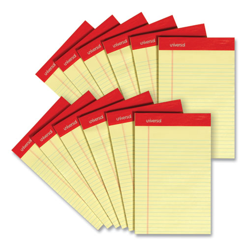 Picture of Perforated Ruled Writing Pads, Narrow Rule, Red Headband, 50 Canary-Yellow 5 x 8 Sheets, Dozen