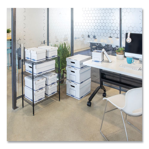 Picture of Organizer Storage Boxes, X-Large, 12.75" x 16.5" x 10.5", White/Blue, 12/Carton