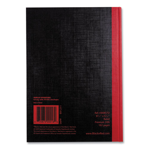 Picture of Hardcover Casebound Notebooks, SCRIBZEE Compatible, 1-Subject, Wide/Legal Rule, Black Cover, (96) 8.25 x 5.63 Sheets