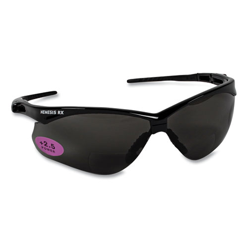 Picture of V60 Nemesis Rx Reader Safety Glasses, Black Frame, Smoke Lens, +2.5 Diopter Strength, 6/Box