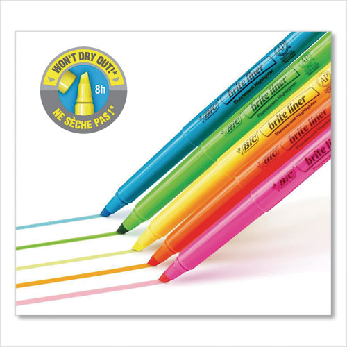 Picture of Brite Liner Highlighter, Fluorescent Blue Ink, Chisel Tip, Blue/Black Barrel, Dozen