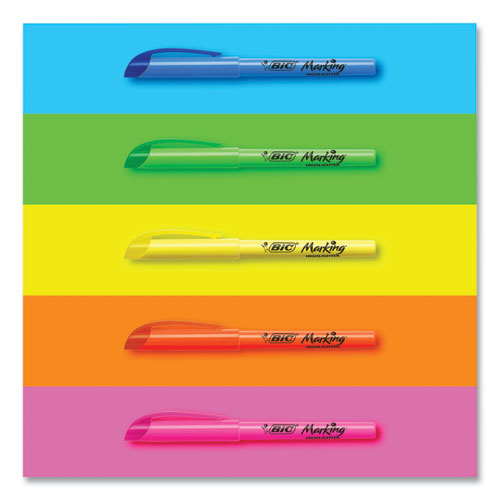 Picture of Brite Liner Highlighter, Fluorescent Blue Ink, Chisel Tip, Blue/Black Barrel, Dozen