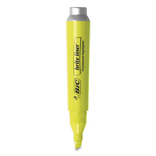 Picture of Brite Liner Tank-Style Highlighter, Fluorescent Yellow Ink, Chisel Tip, Yellow/Black Barrel, Dozen