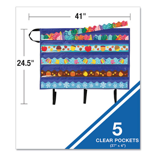 Picture of Border Storage Pocket Chart, 41" x 24.5", Blue/Clear