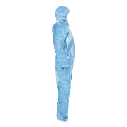 Picture of A65 Zipper Front Flame-Resistant Hooded Coveralls, Elastic Wrist and Ankles, X-Large, Blue, 25/Carton