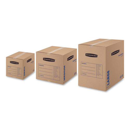Picture of SmoothMove Basic Moving Boxes, Regular Slotted Container (RSC), Small, 12" x 16" x 12", Brown/Blue, 25/Bundle