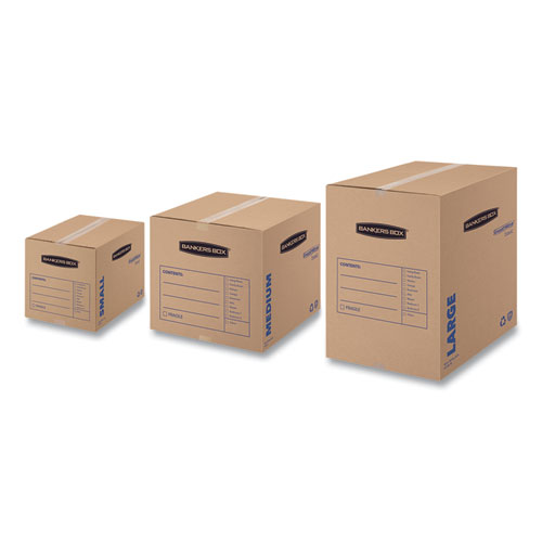 Picture of SmoothMove Basic Moving Boxes, Regular Slotted Container (RSC), Large, 18" x 18" x 24", Brown/Blue, 15/Carton