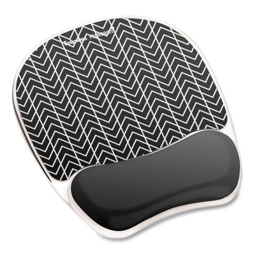 Picture of Photo Gel Mouse Pad with Wrist Rest with Microban Protection, 7.87 x 9.25, Chevron Design