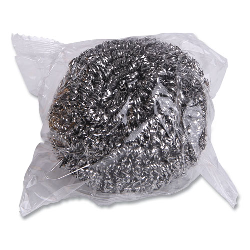 Picture of Stainless Steel Scrubber, Large Size, 2.5 x 2.75, Steel Gray, 12/Carton