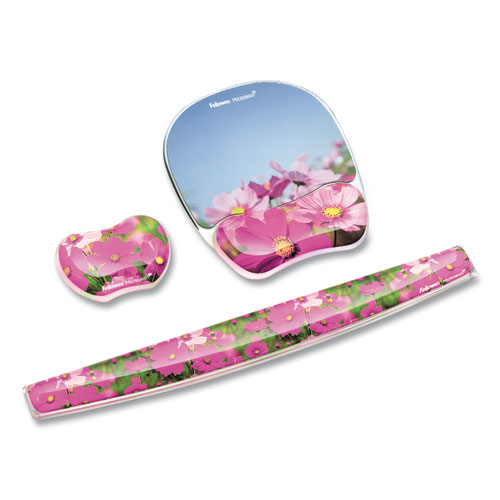 Picture of Photo Gel Keyboard Wrist Rest with Microban Protection, 18.56 x 2.31, Pink Flowers Design